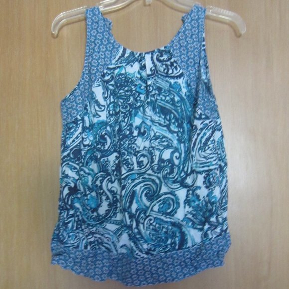 TOMMY HILFIGER Women's Sleeveless Pullover Top Size S/P Blue Pattern --- - Picture 2 of 9